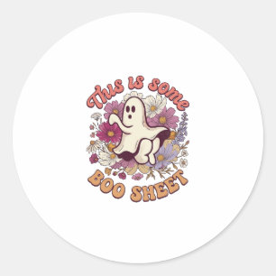 Is Some Boo Sheet Ghost Retro Flowers_1 Classic Round Sticker