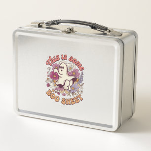 Is Some Boo Sheet Ghost Retro Flowers_1 Metal Lunch Box