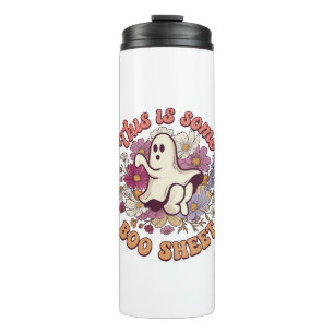 Is Some Boo Sheet Ghost Retro Flowers_1 Thermal Tumbler