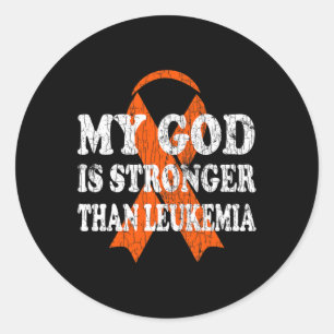 Is Stronger Than Leukaemia Happy Awareness Orange Classic Round Sticker