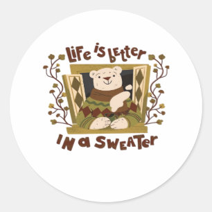 Is Sweater! Autumn It’s Fall Y’all Classic Round Sticker