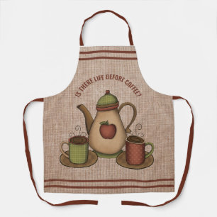 Is There Life Before Coffee? Mugs & Coffee Pot   A Apron