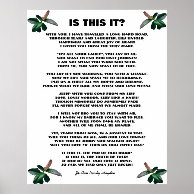 IS THIS IT? POEM poster (Front)
