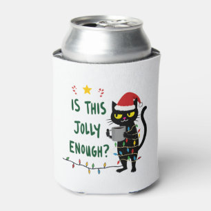 Is This Jolly Enough Black Cat Merry Christmas Tre Can Cooler