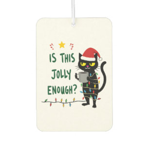 Is This Jolly Enough Black Cat Merry Christmas Tre Car Air Freshener