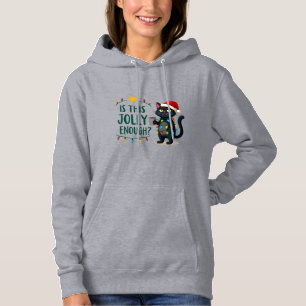 Is This Jolly Enough Black Cat Merry Christmas Tre Hoodie