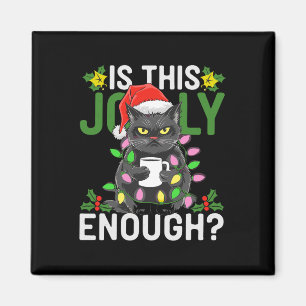 Is This Jolly Enough Black Cat Merry Christmas Tre Magnet