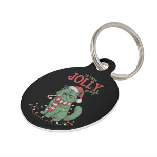 Is This Jolly Enough Cute Cat Christmas Party Pet Tag