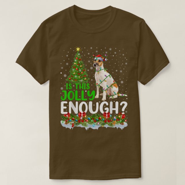 Is This Jolly Enough Fo Terrier Dog Christmas Tree T-Shirt (Design Front)