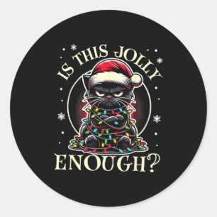 Is This Jolly Enough Funny Cat Christmas Meme Classic Round Sticker