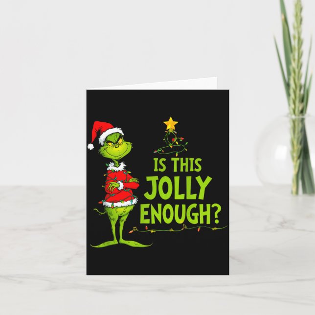 Is This Jolly Enough Funny Christmas Tree Lights H Card (Front)