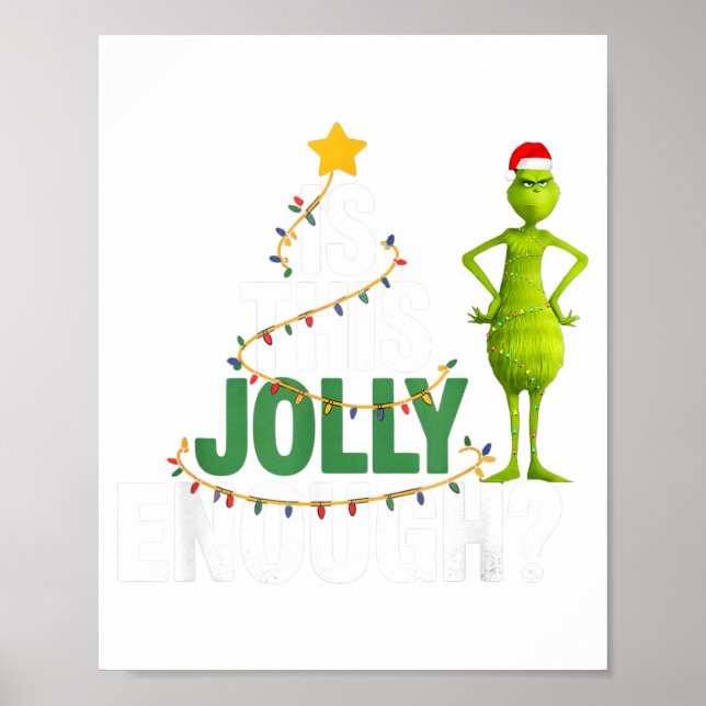 Is This Jolly Enough Funny Christmas Tree Lights H Poster (Front)