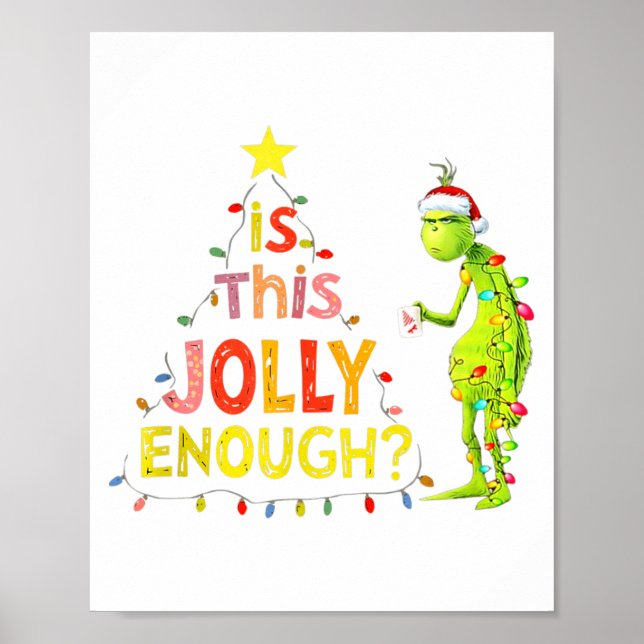 Is This Jolly Enough Green Funny Merry Christmas T Poster (Front)