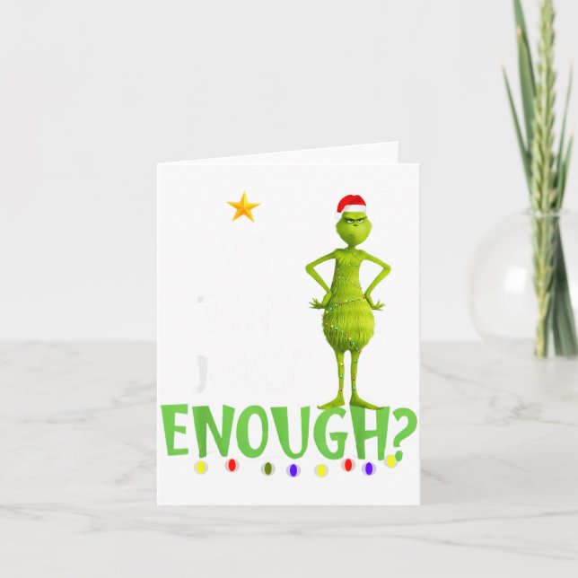 Is This Jolly Enough Green Merry Christmas Tree Li Card (Front)