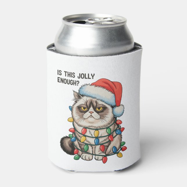 Is This Jolly Enough Grumpy Cat Christmas Lights Can Cooler (Can Front)