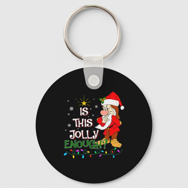 Is This Jolly Enough Mpy Elf Pajama Christmas Ligh Key Ring (Front)