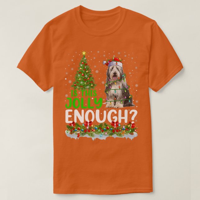 Is This Jolly Enough Santa Bearded Collie Dog Chri T-Shirt (Design Front)