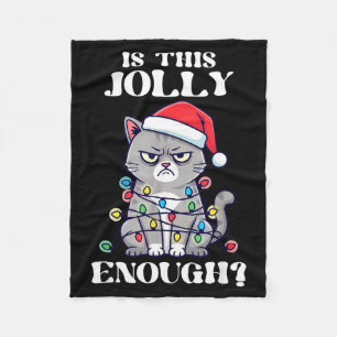 Is This Jolly Enough Tangled Christmas Cat  Fleece Blanket