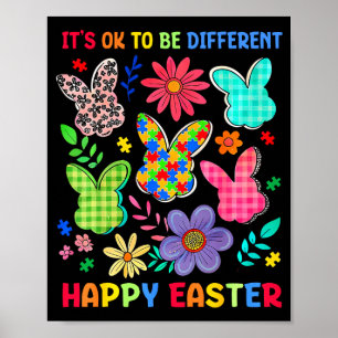 Is to be different autism easter bunny floral poster