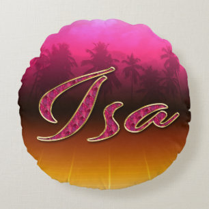 Isa Vorname Name golden pink Kissen Round Cushion