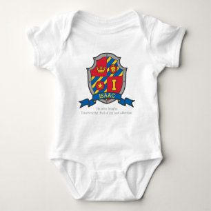 Isaac I letter name meaning crest knights shield Baby Bodysuit