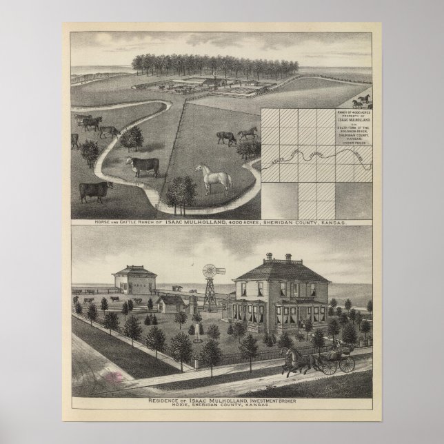 Isaac Mulholland Ranch and Residence, Kansas Poster (Front)