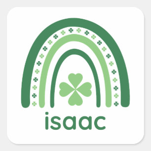 isaac Name Clover Boho Rainbow Square Sticker