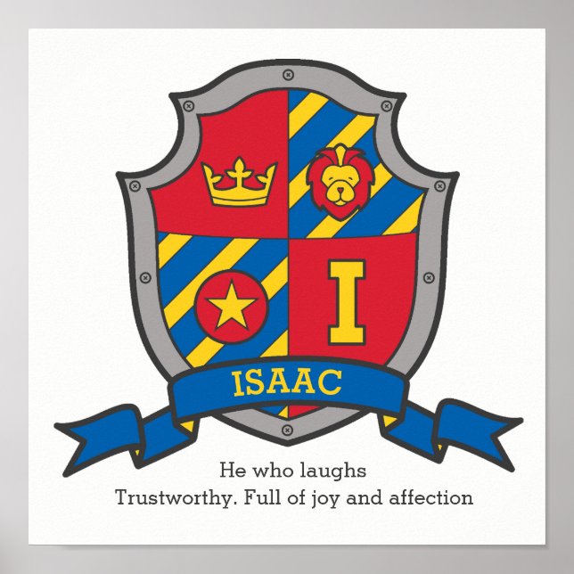 Isaac name meaning boys crest poster print (Front)