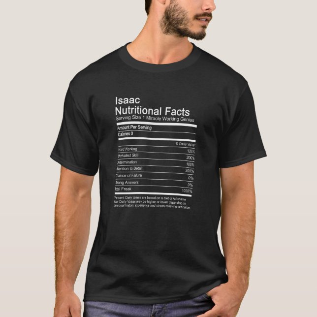 Isaac Name Nutritional Facts T-Shirt (Front)