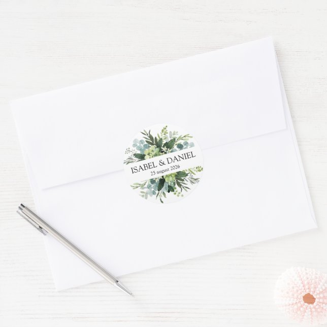 Isabel & Daniel Wedding Classic Round Sticker (Envelope)