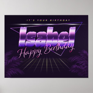 Isabel Name Vorname lila retro Poster Geburtstag