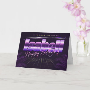 Isabell Name Vorname lila retro Karte Geburtstag Card