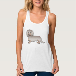 Isabella And Tan Long Hair Dachshund Cartoon Dog Singlet
