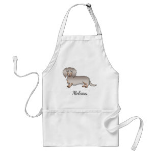 Isabella And Tan Long Hair Dachshund Dog & Name Standard Apron