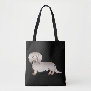 Isabella And Tan Long Hair Dachshund Dog On Black Tote Bag