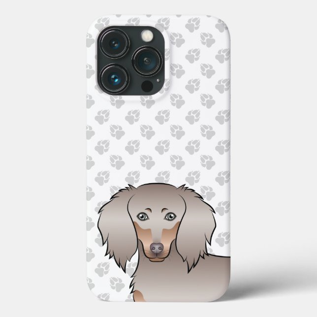 Isabella And Tan Long Hair Dachshund Head & Paws Case-Mate iPhone Case (Back)