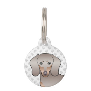 Isabella And Tan Smooth Coat Dachshund Dog Head Pet Tag