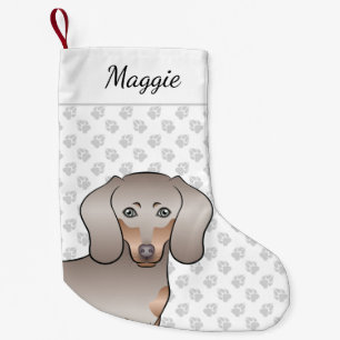 Isabella And Tan Smooth Coat Dachshund Dog Head Small Christmas Stocking