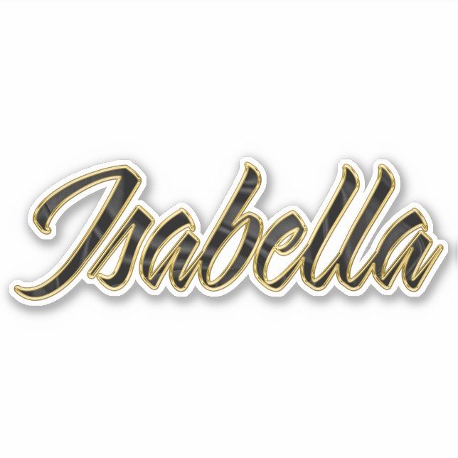 Isabella black gold lettering decal sticker (Front)