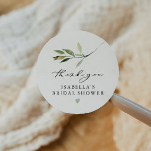 ISABELLA Elegant Boho Greenery Leaf Bridal Shower Classic Round Sticker