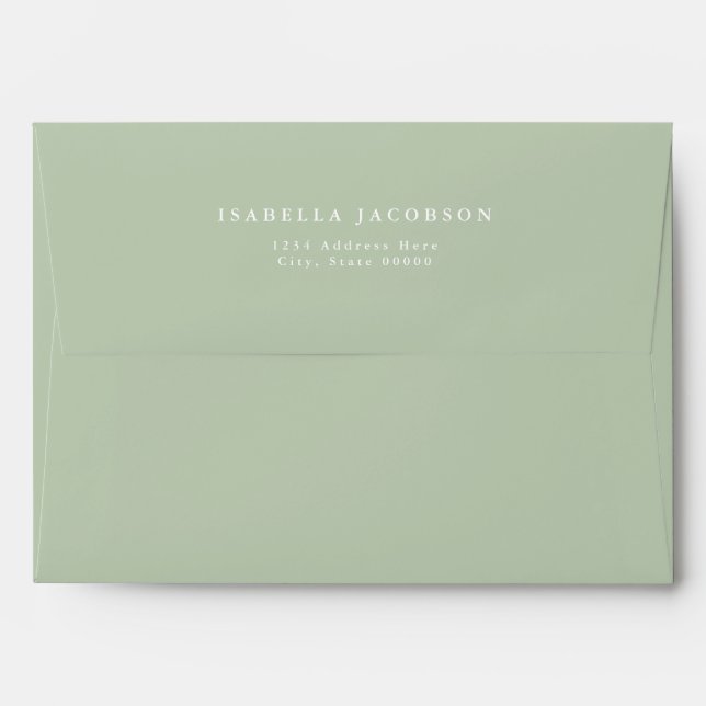 ISABELLA Elegant Pastel Watercolor Greenery Leaf Envelope (Back (Top Flap))