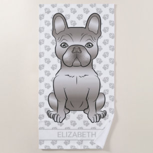 Isabella French Bulldog / Frenchie Cute Dog & Name Beach Towel