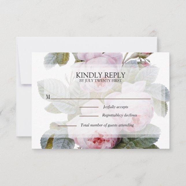 Isabella II,, Elegant vintage French roses RSVP Card (Front)