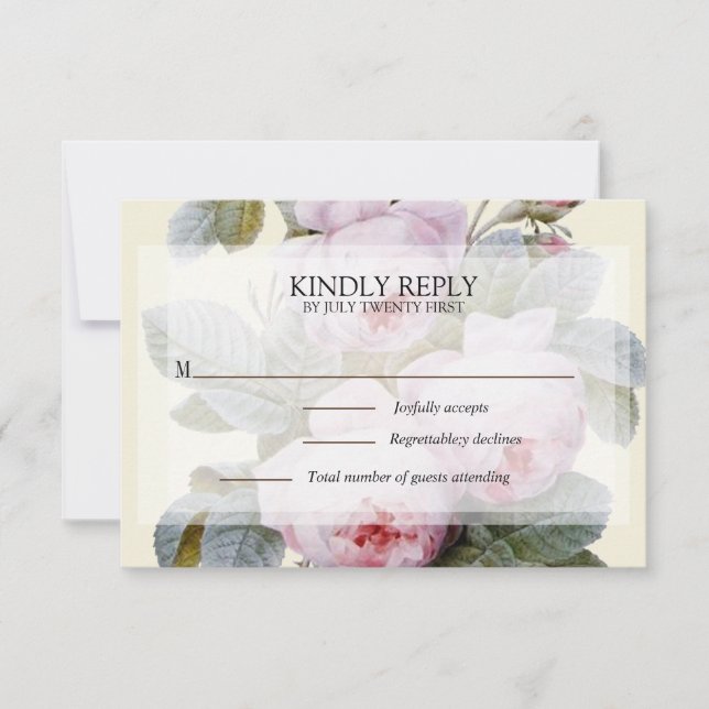 Isabella II, Elegant vintage French roses RSVP Card (Front)