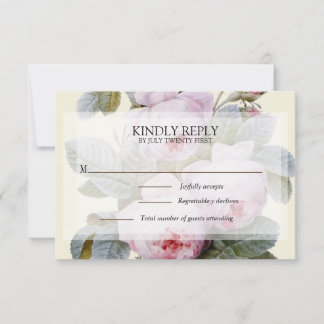 Isabella II, Elegant vintage French roses RSVP Card