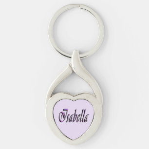 Isabella Name In Purple And Pink, Key Ring