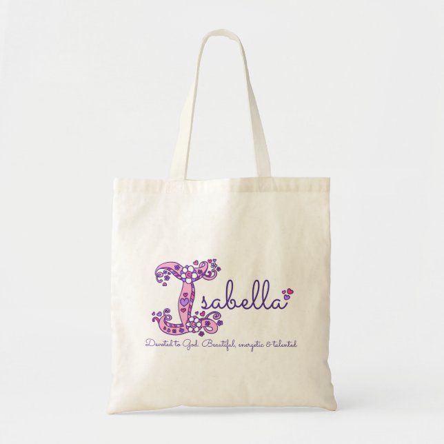 Isabella name meaning personalised library bag (Front)