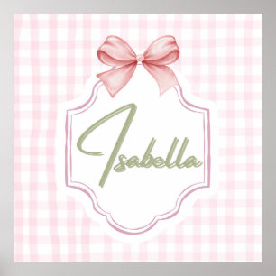 Isabella Personalized Pink Bow & Gingham Print 