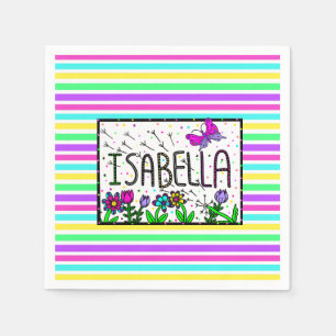 Isabella - The Name Isabella Whimsical Drawing Napkin