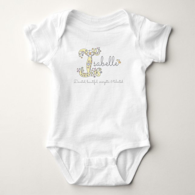 Isabelle custom decorative name meaning  baby bodysuit (Front)